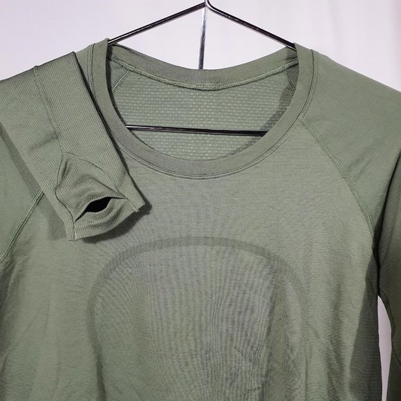 Lululemon Green Twill Swiftly Tech Long Sleeve Shirt 2.0 Race Length Size 10 - Picture 5 of 5
